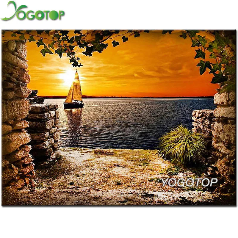 Алмазная 5D Вышивка сделай сам на открытом воздухе с изображением пляжа морского