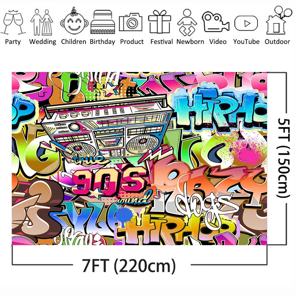 90s граффити хип-хоп фон для фотографии день рождения фото портретный Фон