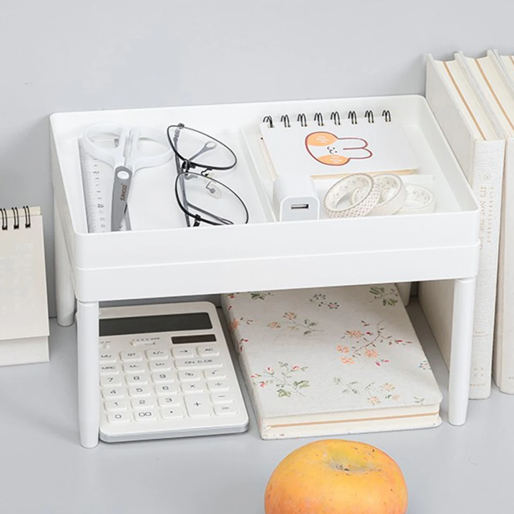 

Double-Layer Shelf Desktop Storage Rack Cosmetic Stationery Storage Bathroom Kitchen Sundries Bottles Organizer Shelf Rack