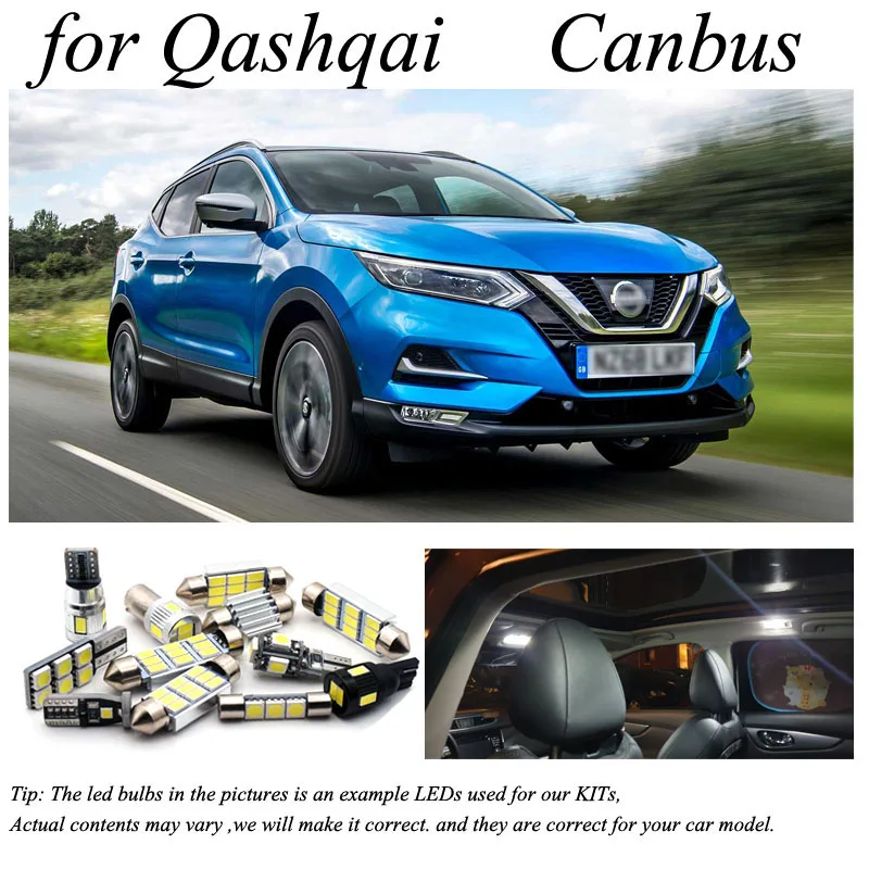 

10 шт. x Canbus без ошибок для 2007-2018 Nissan Qashqai J10 J11 светодиодный ная лампа для чтения карты на крыше купольный светильник комплект