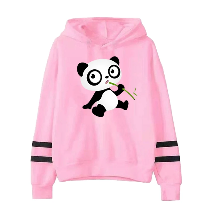 Woman Streetwear Harajuku Hoodies Tops Panda Print Loose Long Sleeve Pullovers Warm Fleece Oversized Sweatshirts Lady Fashion