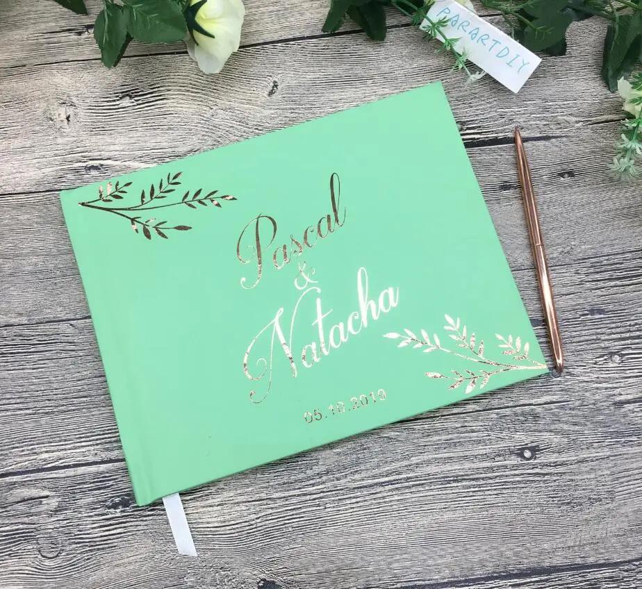 Индивидуальная Гостевая книга для свадьбы гостевая из золотой фольги на заказ