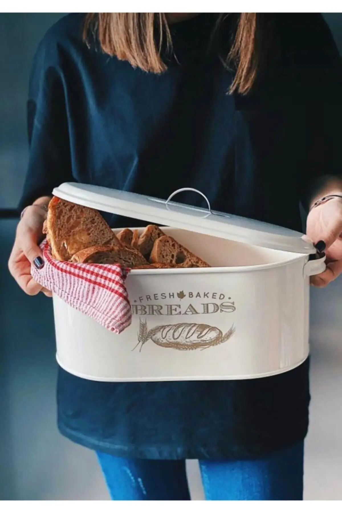 

Черная металлическая коробка для хлеба большого размера-корзина для хранения хлеба-мягкая крышка-Кухонная композиция