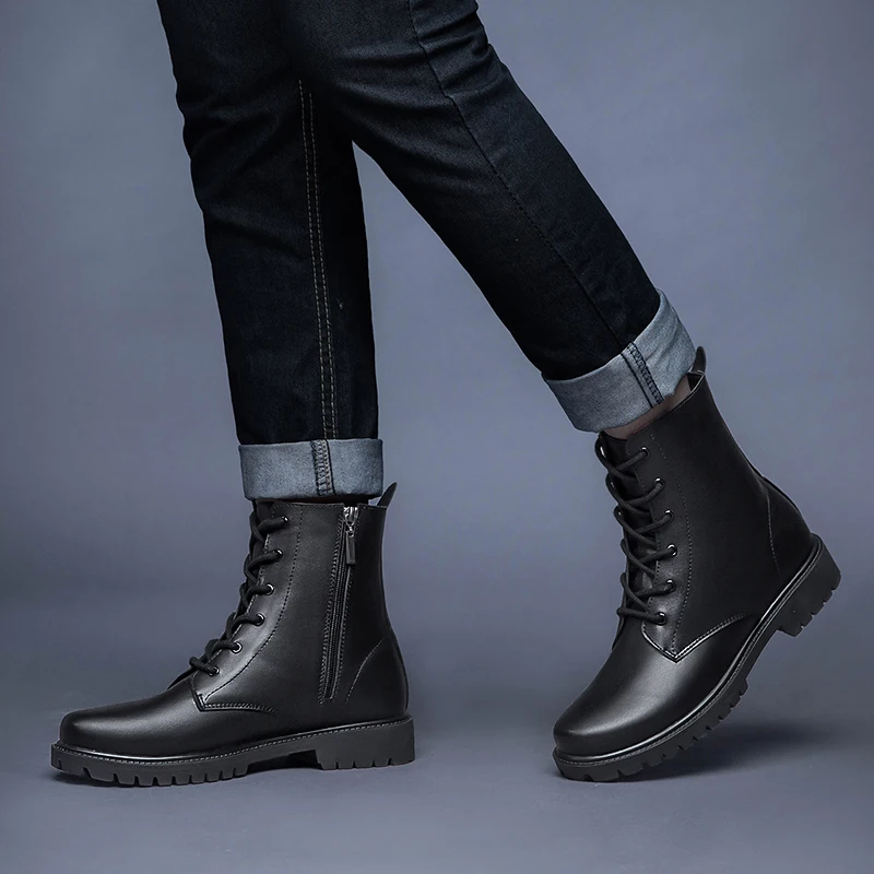 

Casual Men Boots Genuine Leather Waterproof Men's Boots Leather Men Shoes Ankle Booties High Top Snow Boots Support Generation %