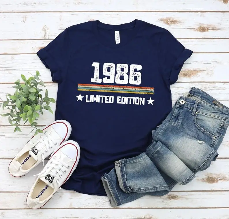 

Vintage 1986, 35th birthday shirt for men and women 35 years birthday gift ideas happy 35th birthday woman tshirts Cotton