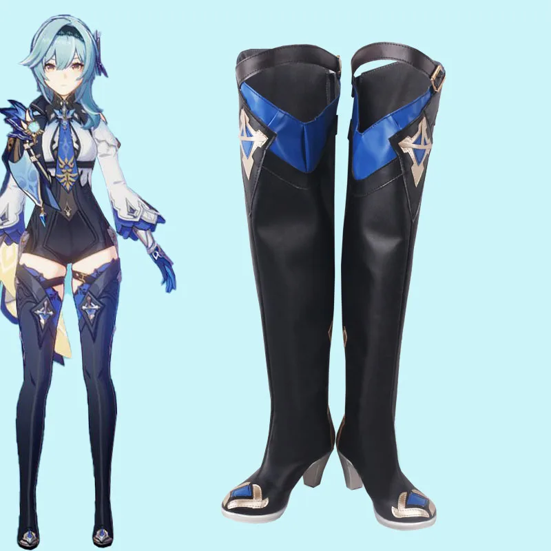 

Genshin Impact Eula Cosplay Shoes Boots Genshin Impact Cosplay Eula Cosplay Wig Women 48cm Short Hair Blue Wig Halloween Outfit