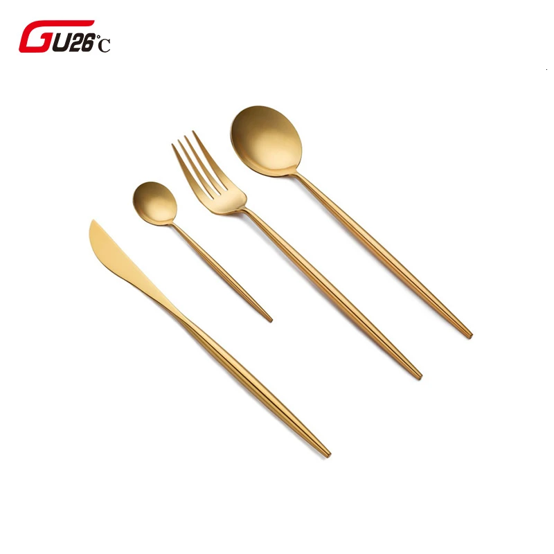 Золотой обеденный набор из нержавеющей стали 304 столовые приборы роскошная вилка