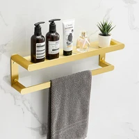 bathroom shelf soap cosmetic shower shampoo shelf with hooks towel bar organizer rackholder wall mounted brushed gold aluminum