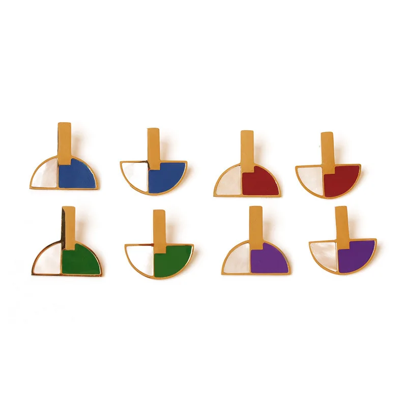 

1 Pair Asymmetric Natural Shell Splicing Earrings Female European and American Personality Retro Earrings