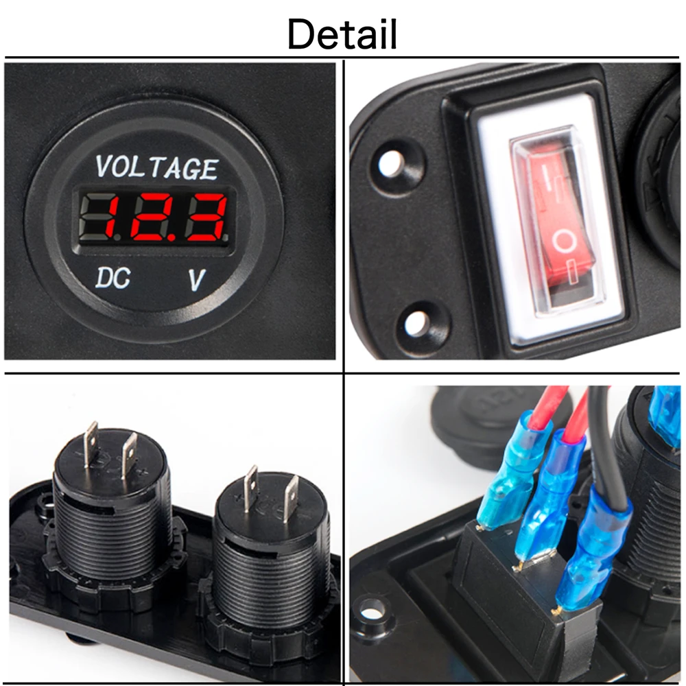 car charger 4pcs usb port socket 5v 2 1a led voltmeter on off toggle switch 4 in 1 for car boat marine truck camper vehicles free global shipping