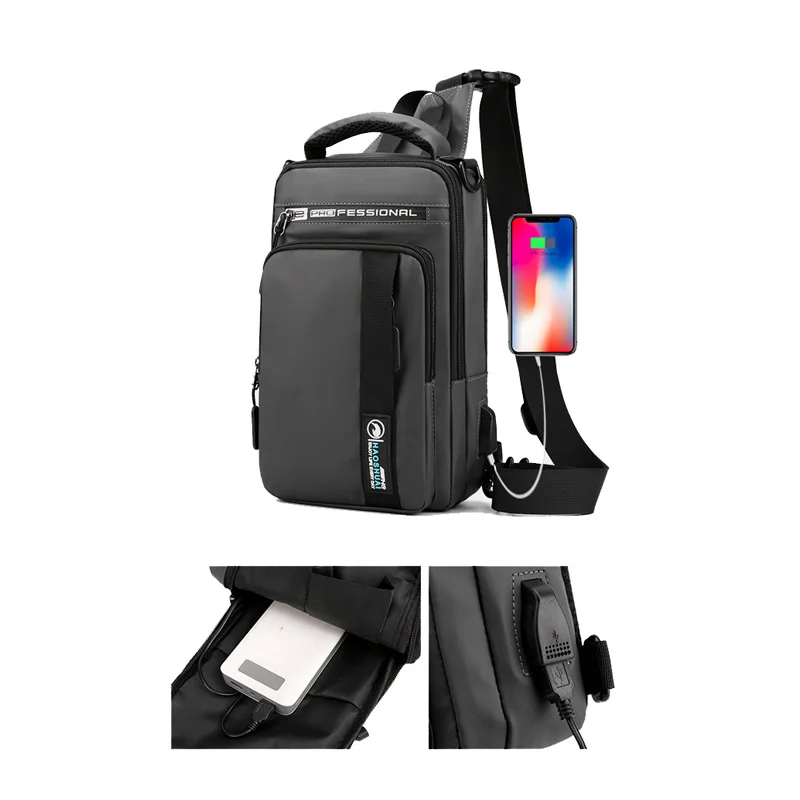 Многофункциональная сумка через плечо для мужчин, мужской мессенджер с защитой от кражи, водонепроницаемый Повседневный тоут с USB-зарядкой от AliExpress WW