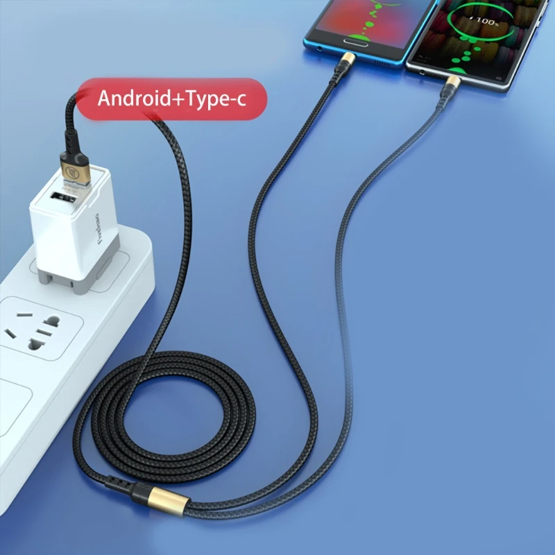 

Микро-кабель для передачи данных Тип C 1,2/2 м, кабель для быстрой зарядки телефона, зарядный кабель два в одном для мобильных телефонов/планше...