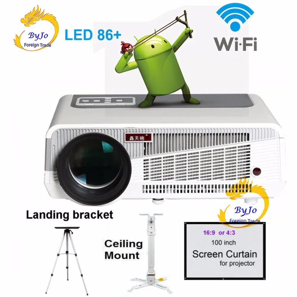 Poner Saund LED 86 + Wi Fi светодиодный проектор Android 6 0 HD 3D 5500 люмен 1080p HDMI видео