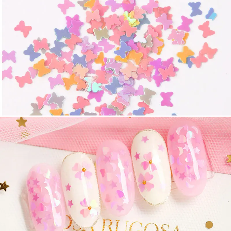 Украшение для ногтей 7 цветов блестки сердце Бабочка Типсы украшения дизайн