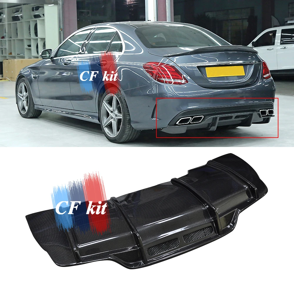 CF комплект Реальные углеродного волокна задний диффузор для Mercedes-Benz W205 C63 бампер