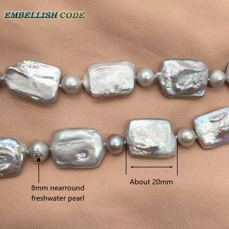 Браслет ожерелье серьги комплект серый цвет барокко Жемчуг 8 мм nearround бусины