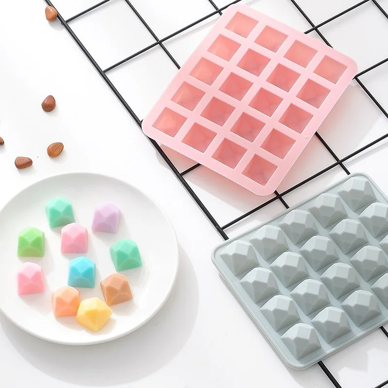 

20 Grid Silicone Diamond Ice Tray, Square Frozen Ice Cube Mold Ice Box Food Supplement Box Biscuit Chocolate Mold Silicone Molds
