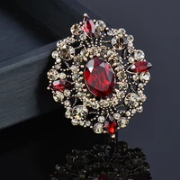 sinleery gothic style red black blue oval big stone brooches for women aaa cubic zircon pins jewelry accessories zd1 ssg