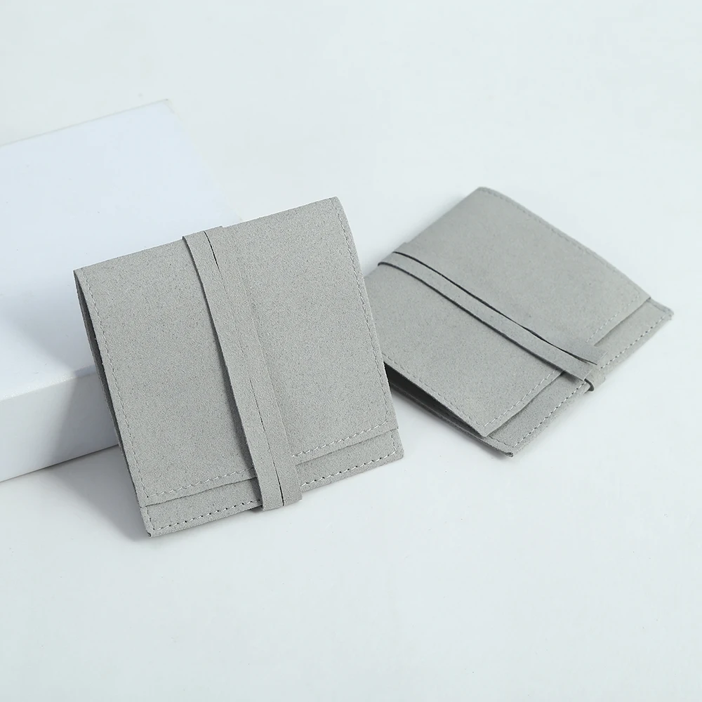 20 pcs per bag grey Folded microfiber Velvet jewelry Bag Pouches Jewelry Package Presents Bags can be customized