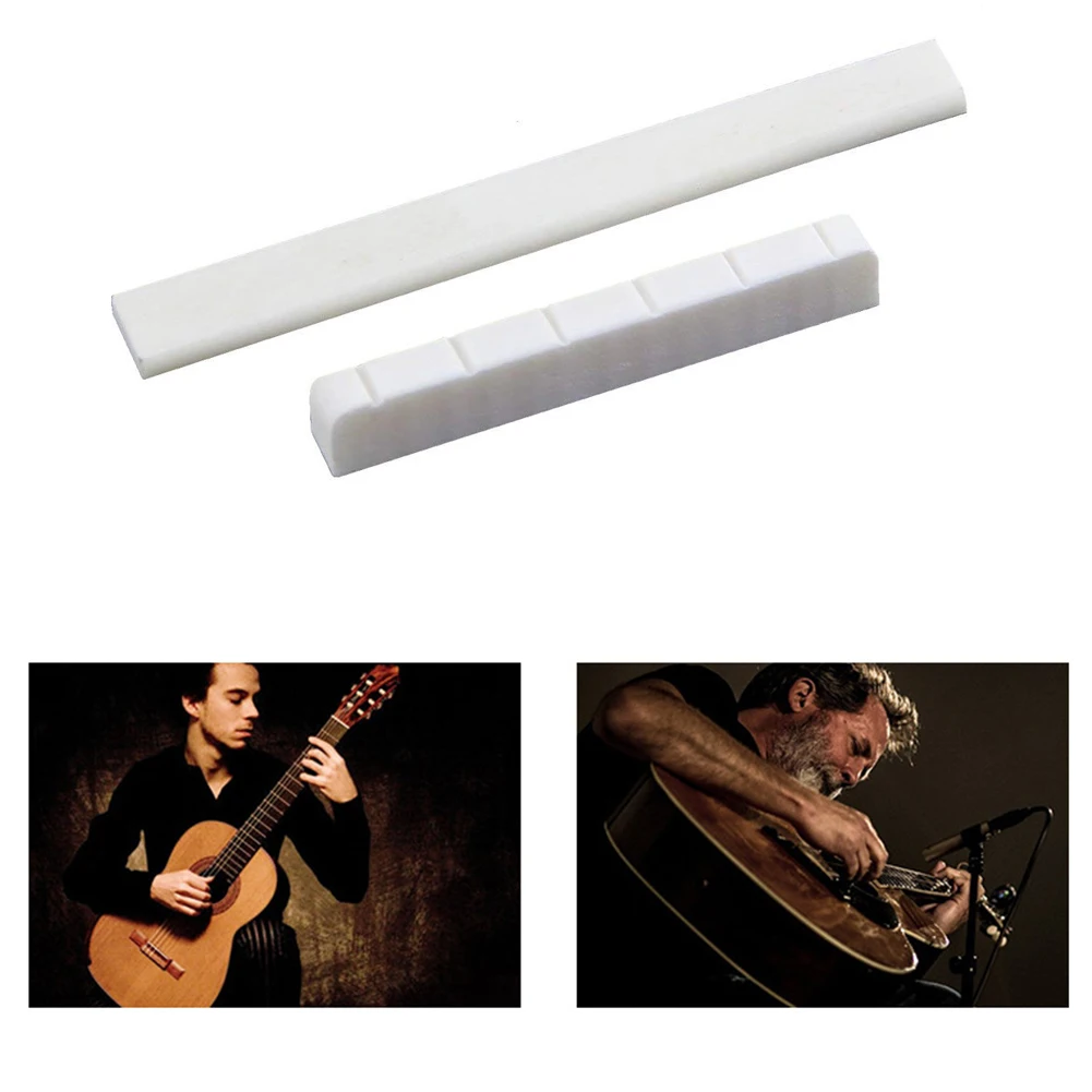 

6 String Acoustic Guitar Bone Bridge Saddle and Nut Guitar Bone Bridge Pins for Acoustic Guitar