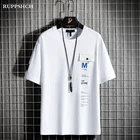 Мужская летняя спортивная футболка с коротким рукавом, хлопковая Футболка с пятиточечным рукавом и индивидуальным принтом в стиле хип-хоп, 2021