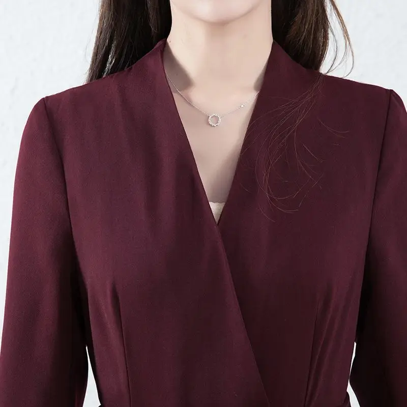 

Cropped sleeves V-neck jumpsuits wide leg pants skirt women's spring and autumn new solid color casual fashion jumpsuits F1123