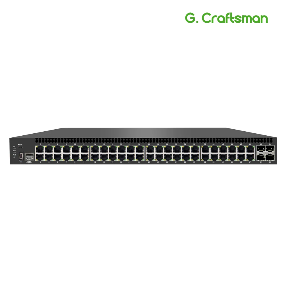 Full Gigabit 48 Port Poe Switch Support IEEE802.3af/at CCTV 5MP 8MP IP Camera Wireless AP 100/1000/10000Mbps 4 SFP CE