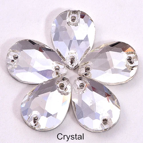 Crystal Каплевидные стразы, много цветов, пришивные стразы с плоской задней стороной, стеклянные хрустальные каплевидные стразы, свадебное платье F0155 - Цвет: Crystal