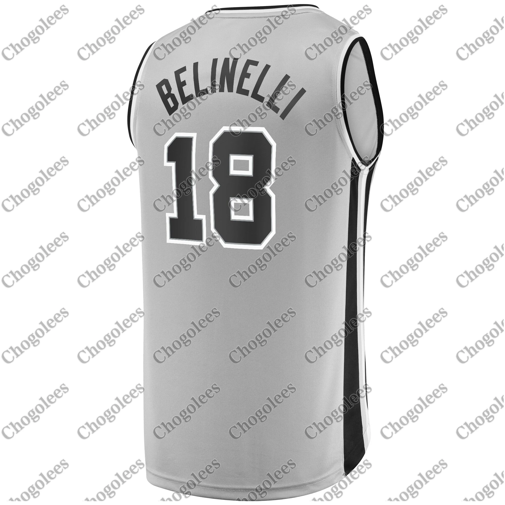 

Men Basketball Jersey Marco Belinelli San Antonio Branded Fast Break Player Jersey Statement Edition Silver