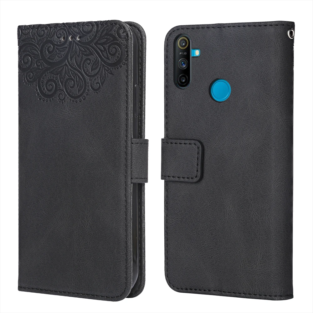 Luxury Leather Case for Realme C3 India Flower Embossing RMX2027 RMX2020 Wallet Flip Phone C 3 Cover | Мобильные телефоны и
