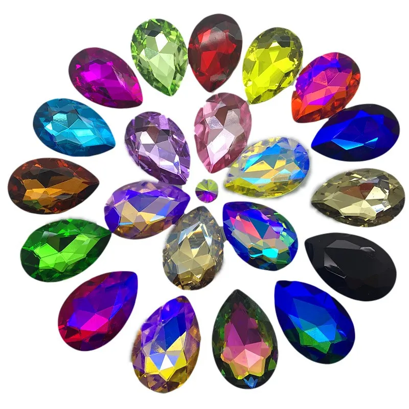 Большой кристалл в форме капли модный камень размеры 30x40 мм разные цвета|Стразы| |