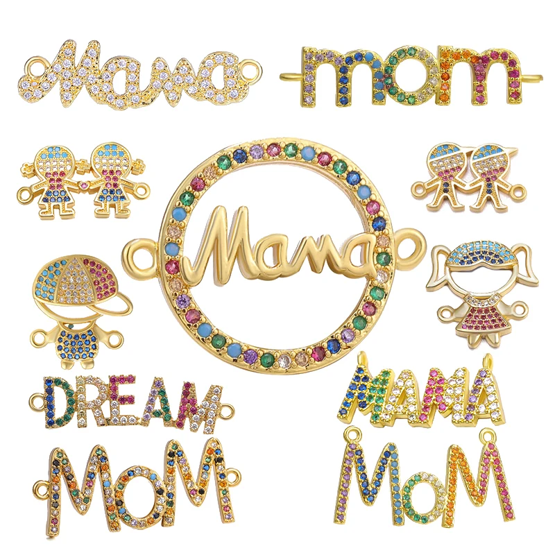Ювелирные изделия Juya сделай сам аксессуары красочные циркониевые буквы мама мальчик девочка соединители