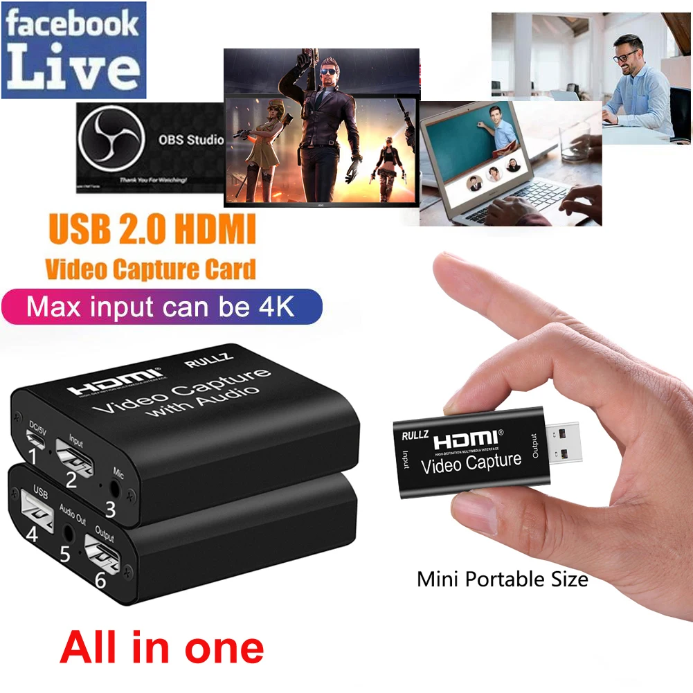 Карта видеозахвата 4K HDMI на USB 2 0 3 с выходом Loop Out коробка для записи видео ПК игр