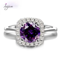 nasiya classic halo created amethyst engagement rings for women sterling silver 925 lab grown purple gemstone ring wholesale