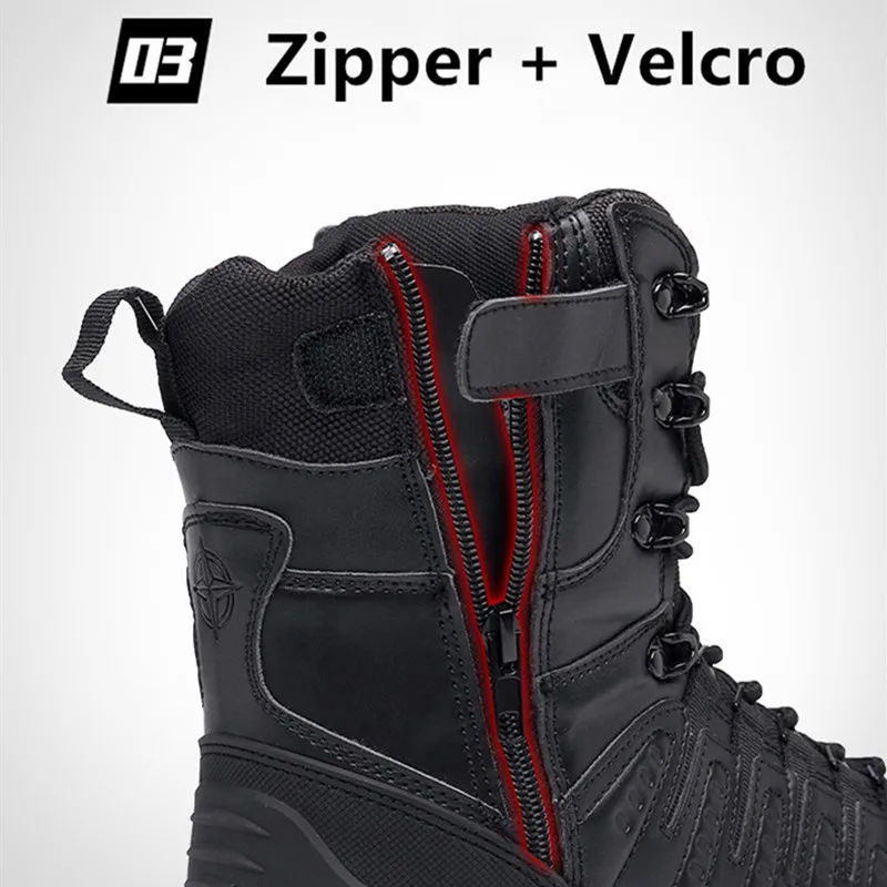 Мужские кожаные ботинки в стиле милитари коричневые тактические ботильоны для