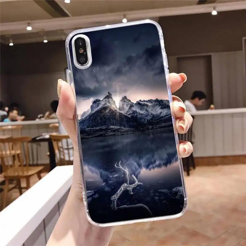 

natural scenery lake Snow Phone Case Transparent soft For iphone 5 5s 5c se 6 6s 7 8 11 12 plus mini x xs xr pro max