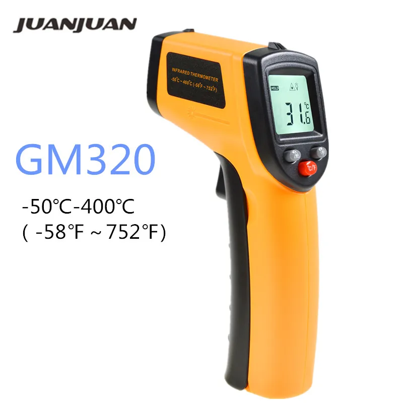GM320 инфракрасный термометр-50-400 ℃ Бесконтактный лазерный цифровой ЖК-дисплей мгновенное считывание измеритель температуры тестер 40% скидка