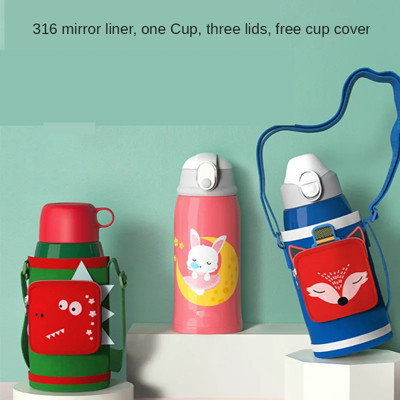 

Новая мультяшная детская вакуумная фляжка с соломинкой для детского сада непромокаемая бутылка для воды большой емкости