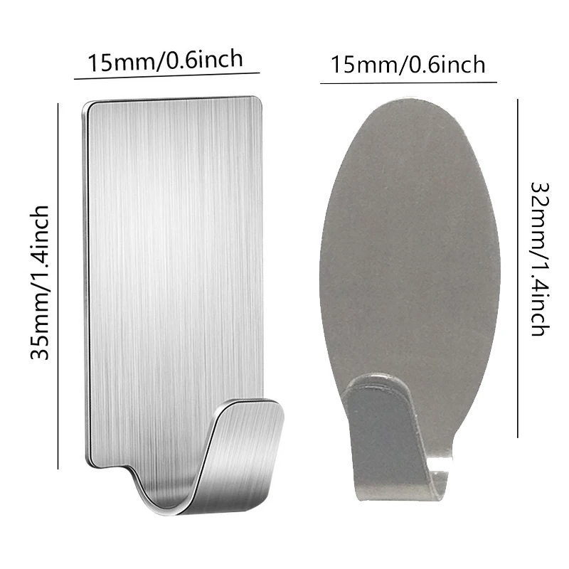

6PCS Hook Strong Suction Wall Door Hanger Waterproof Adhesive Rack Kitchen Tools Stainless Steel Hook Home Storage Holder