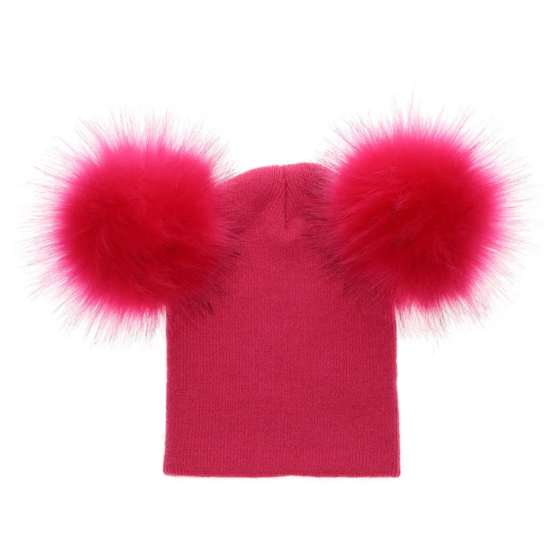Детская шапка для малышей детская теплая Зимняя шерстяная вязаная с меховым