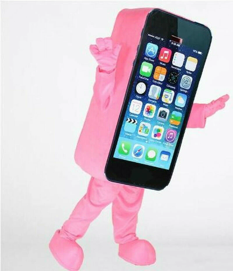 

Phone Mascot Costume Pink Short Plush Cosplay Suit for Advertising Celebration Event Fancy Party Dress-up Outfit of Adult Size