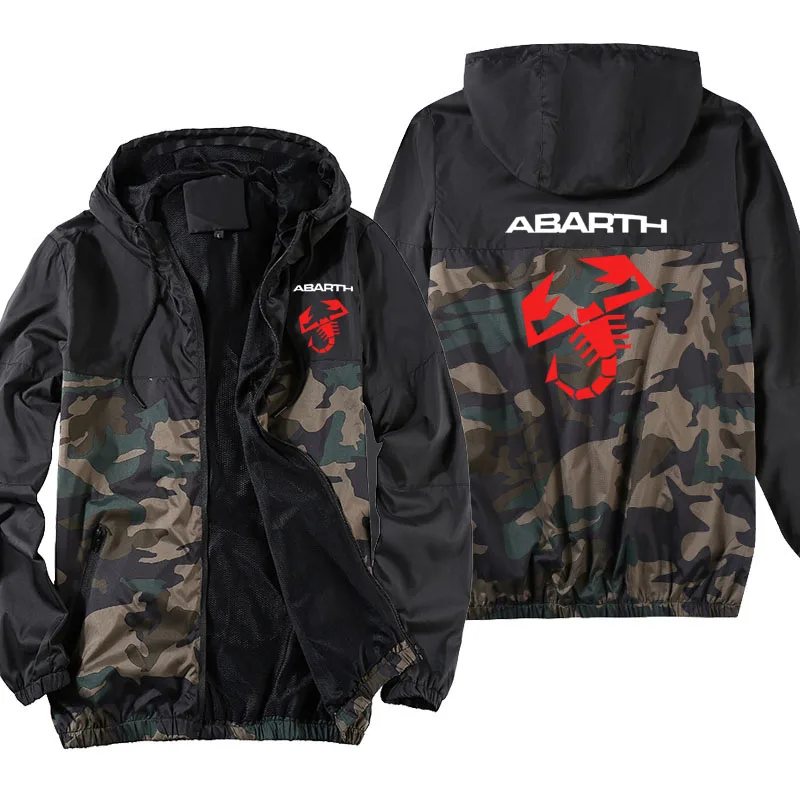 

2021 New Hip hop trend Men's sun protection jacket high quality Harajuku Abarth logo print Fashion casual camouflage sports top