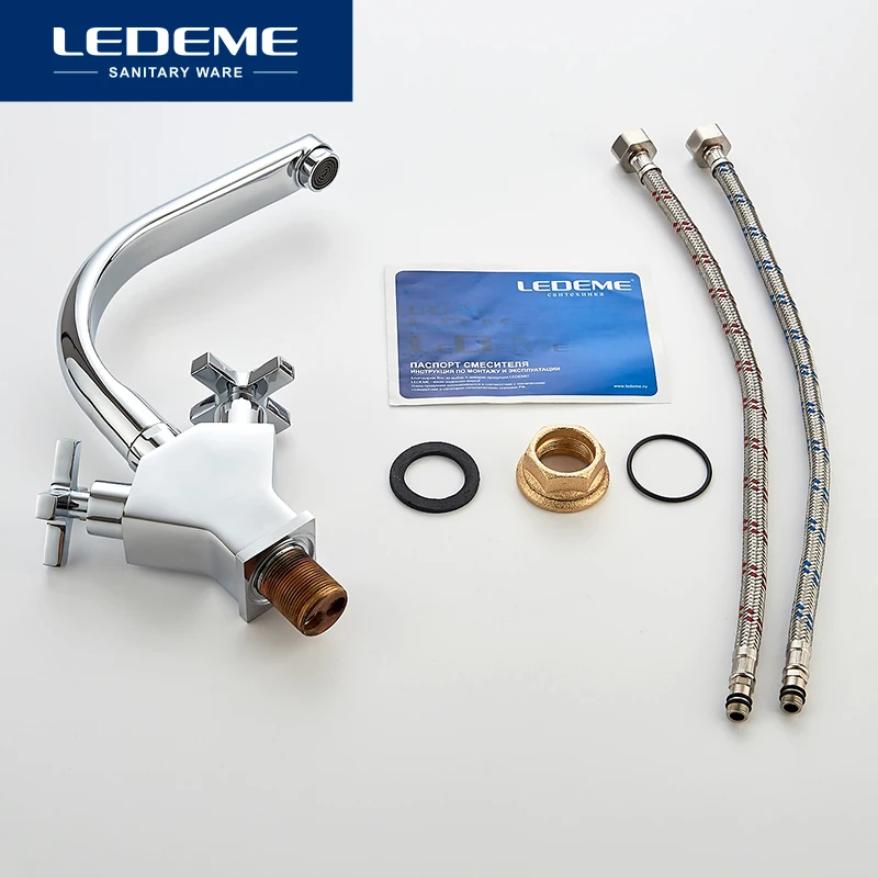LEDEME Faucet L5884 2 Смеситель для умывальника/кухни c гайкой Материал: Латунь|Смесители
