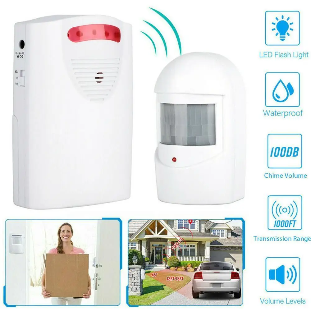 

Беспроводная сигнализация для подъездной дорожки, инфракрасный датчик движения, система сигнализации для гаража, индукционный дверной зво...