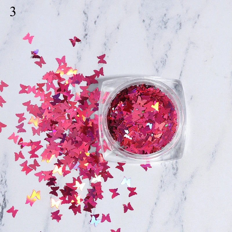 1 Box Nail Sequins Butterfly Design 3D Glitter Nail Art Sticker Colorful Nail Flakes Holographics Palliette Spangle Decoration