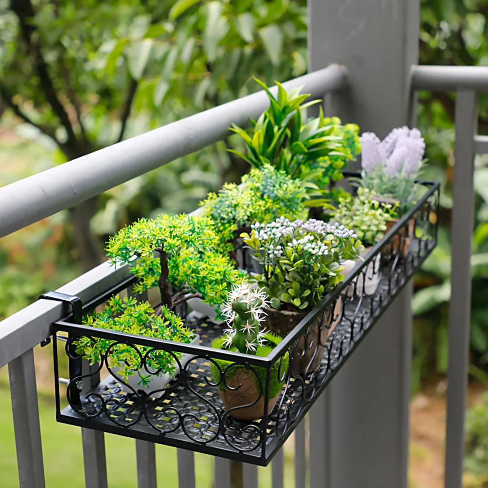

1pc Railing Flowerpot Rack Balcony Planting Flowerpot Plant Display Hanging Rack
