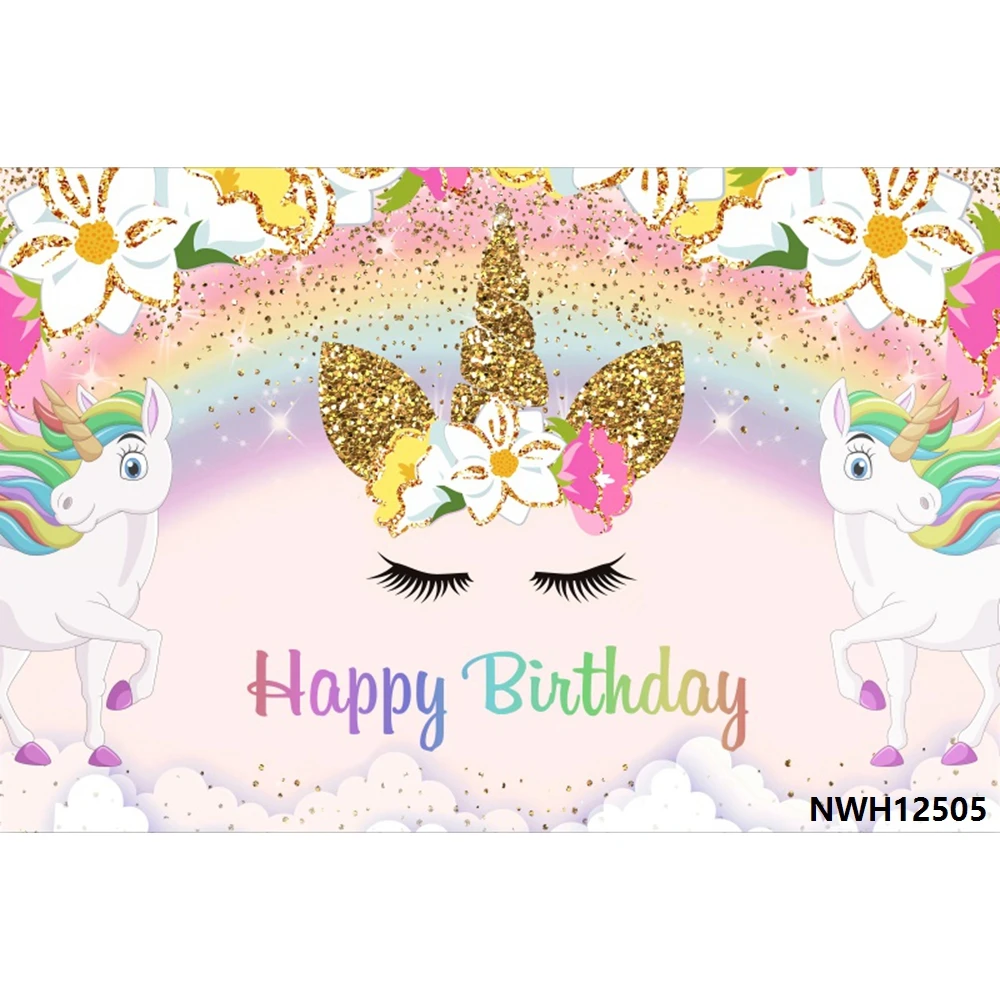 

Nitree Unicorn Backdrop Rainbow Flower Cloud Newborn Baby Shower Girl 1st Birthday Party Vinyl Photography Background Photophone