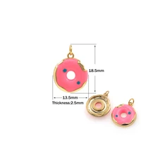 kawaii enamel donut pendant diy decoration bracelet necklace earrings keychain jewelry making dessert food charm