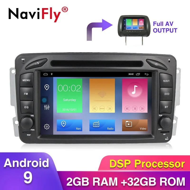 Navifly Android 9 поддержка RDS TPMS DAB автомобильный DVD gps плеер для Mercedes Benz W209 W203 W463 Viano W639 Vito с 4G