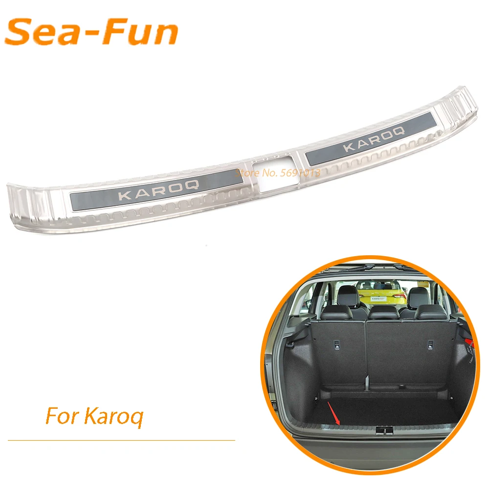 

For Skoda Karoq 2018 2019 2020 Inner Rear Trunk Door Sill Scuff Plate Guard Bumper Protector Trim Cover Frame Car Accessories